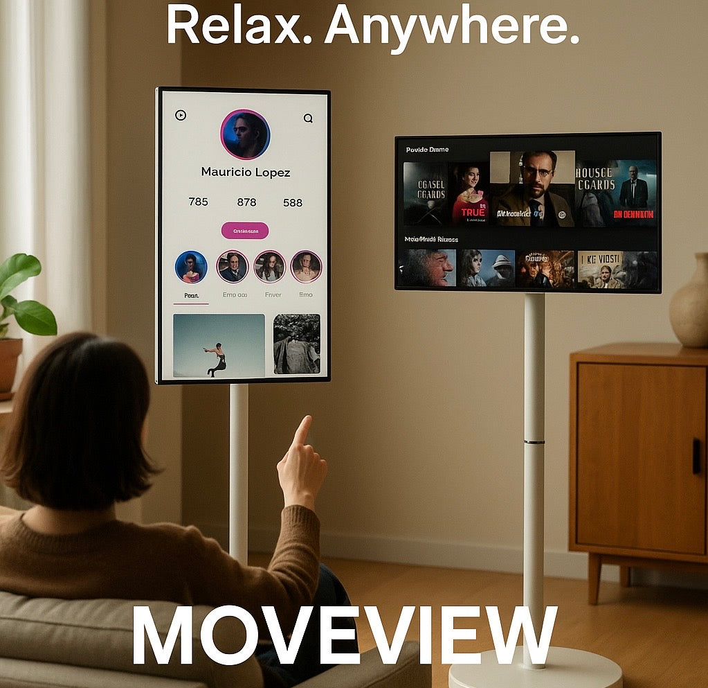 MoveView™ 21.5-Inch AI Touchscreen TV+PC — Portable Android 15 All-in-One with Wheels